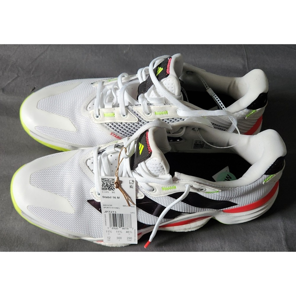 Adidas Stabil 16 M White / Aurora Metallic / Aurora Plum Indoor Men's Size 12